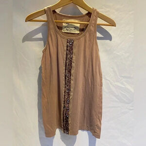 Tank top with mesh/sequin accent, size M